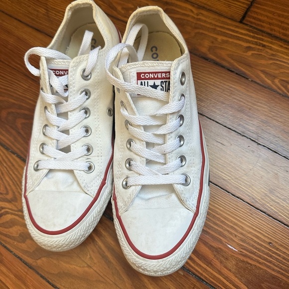 Converse All Star Cream Sneakers with Red Trim - Picture 1 of 5